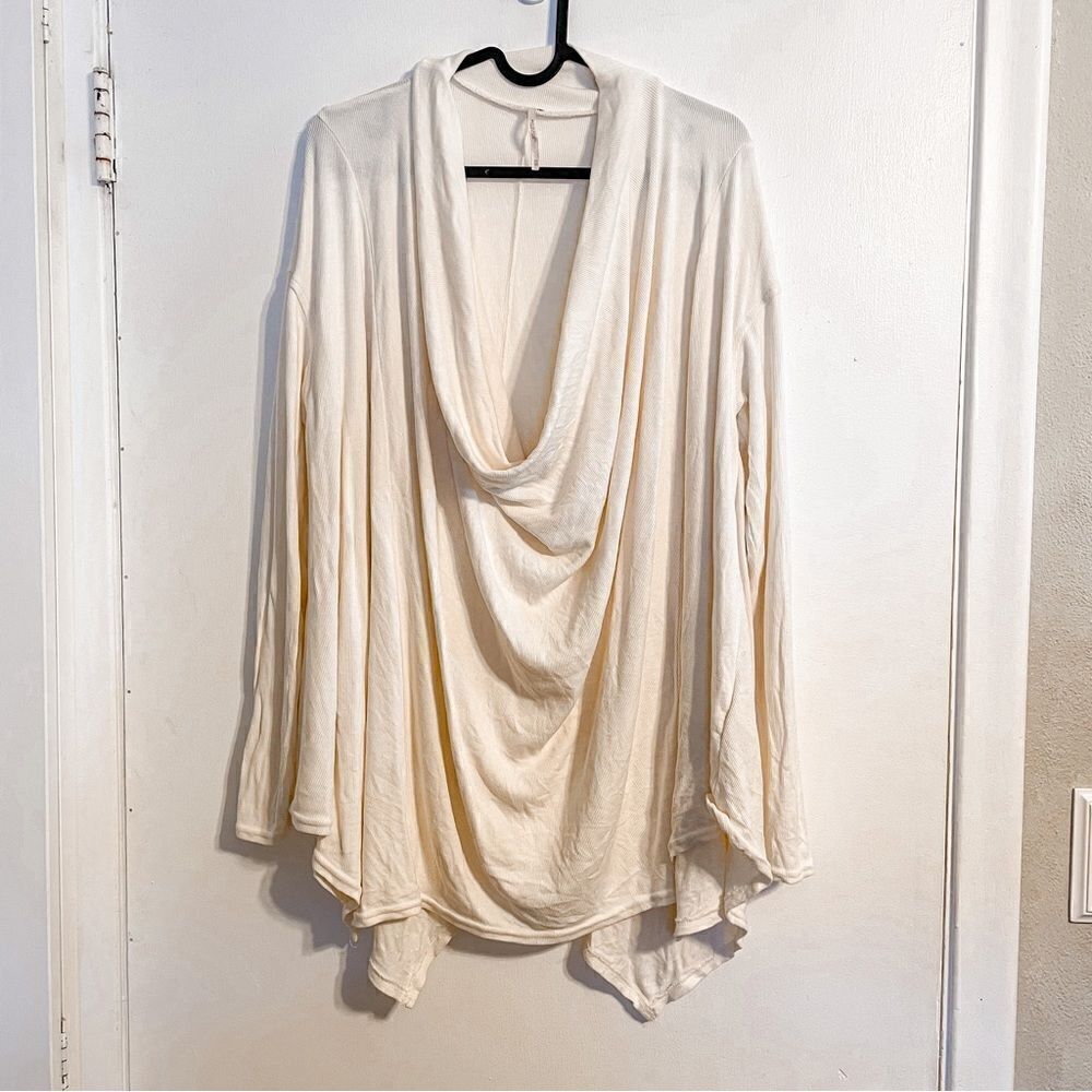Free People Romy Ribbed Bell Bottom Draped Sweater Set Ivory XS - Picture 11 of 13